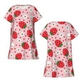 thumbnail image 4 of Strawberry Bear Women'S Nightgown Sleepwear Short Sleeves Nightshirt Loose Comfy Pajama 3x-Large, 4 of 8