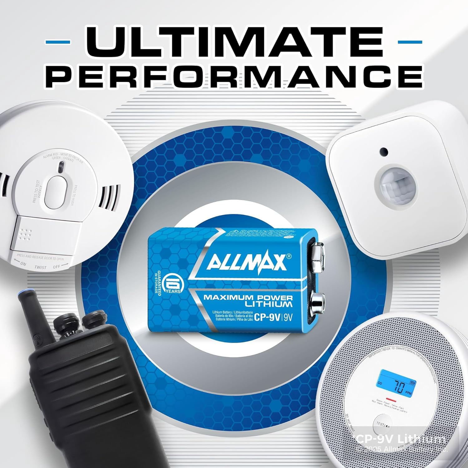 Allmax 9V Maximum Power Lithium Batteries (4 Count) – Longest Lang, Leakproof, 10-Year Shelf Life, Ultimate Performance – Perfect for Smoke Detectors (9 Volt)