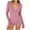 Pink, variant on Sexy Jumpsuits for Women Long Sleeve Bodycon Rompers V Neck Onesie Pajamas Soft Knit Button Down Sleepwear