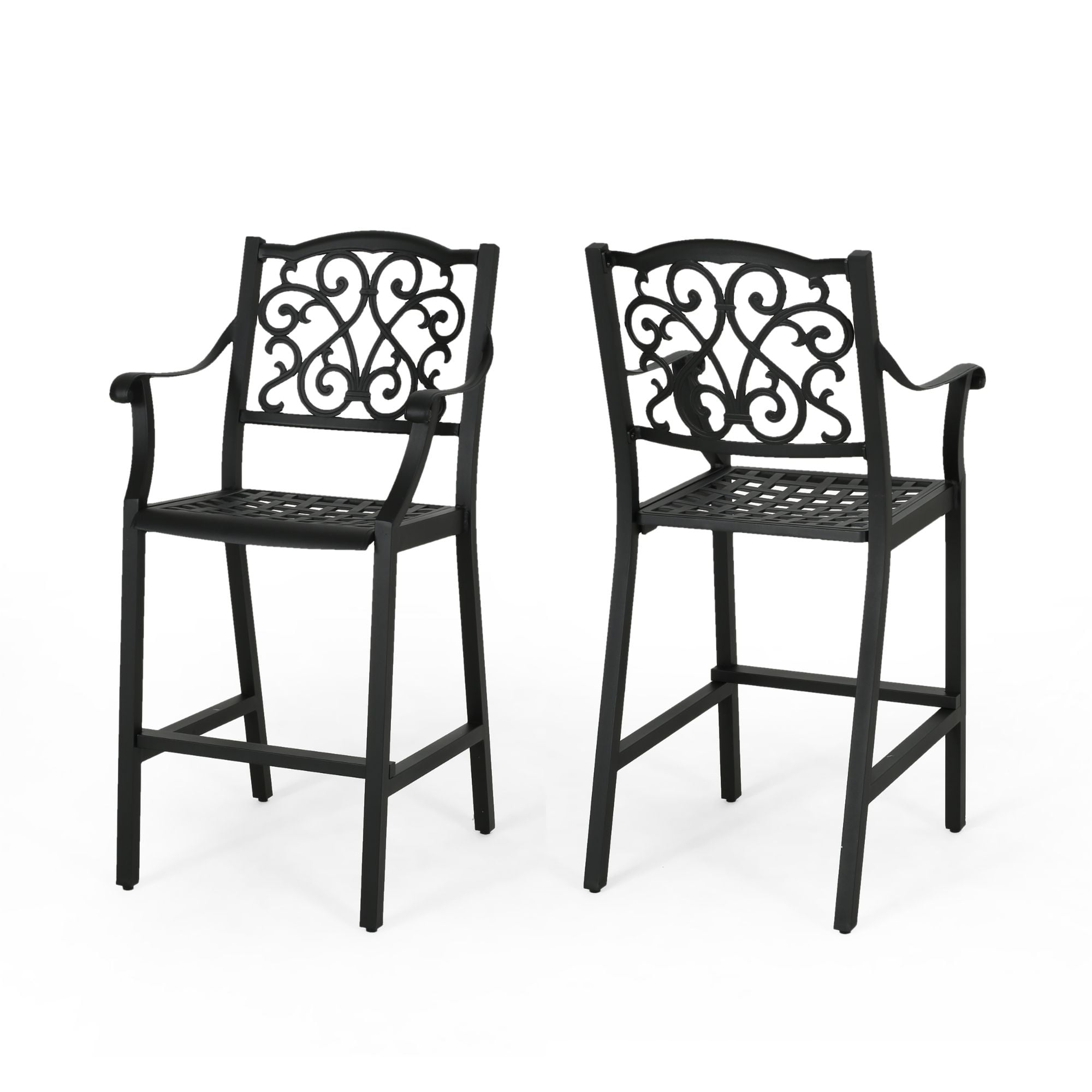Set Of 2 Black Contemporary Outdoor Barstools 47 25 Walmart Com