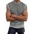thumbnail image 2 of Men'S Crochet Knit Sleeveless Mesh Tank Top Gray M, 2 of 7