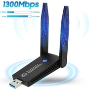 Jous USB Wi-Fi Adapter for Pc 1300Mbps USB 3.0, 867Mbps on 5GHz / 400Mbps on 2.4GHz Dual-band
