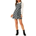 thumbnail image 5 of INSPIRE CHIC Women's Plaid Peter Pan Collar Long Sleeve Mini A-Line Dress S Black, 5 of 7