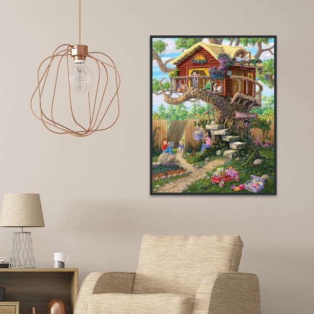 Cuadros Decorativos 5D bricolaje completo taladro diamante pintura árbol casa punto de cruz bordado Kit Ndcxsfigh Nuevos Originales