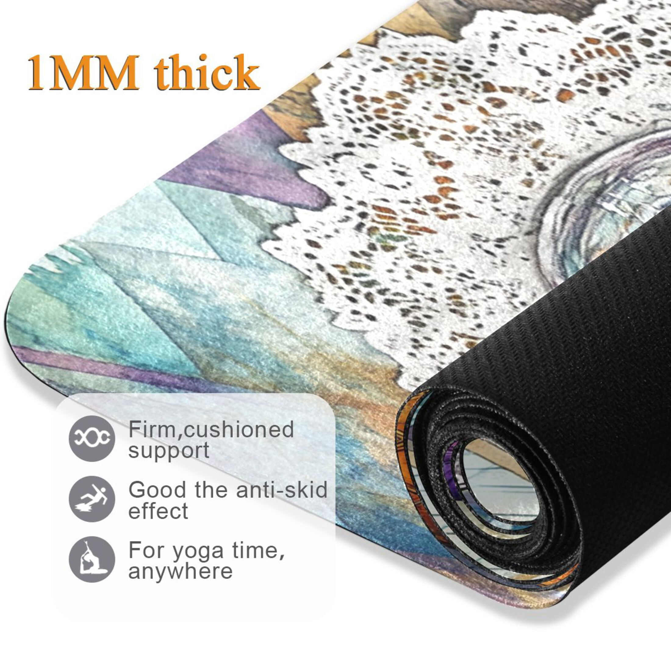 BZSMCE Yoga Mat Women Cocktail with Purple Flowers Fitness Mat