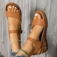 thumbnail image 3 of Rokment Women's Orthopedic Platform Wedges Dressy Sandals Comfortable Leather Arch Support Walking Summer Shoes Brown Size 6, 3 of 9