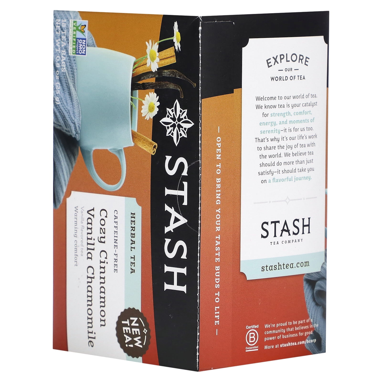 (6 pack) Stash Caffeine-Free Cozy Cinnamon Vanilla Chamomile Herbal Tea 18 Tea Bags