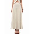 thumbnail image 2 of Women'S High Waist Flowing Pleated Patchwork Skirt Chiffon Hem A-Line Casual Maxi Skirt White M, 2 of 9