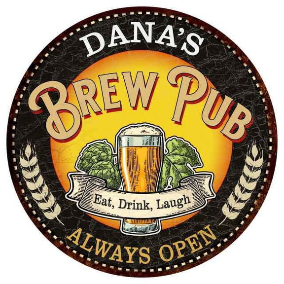 DANA'S Beer Pub Man Cave Metal Sign Home Wall Decor 14 inch Round 100140025049