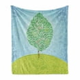 thumbnail image 1 of Nature Soft Flannel Fleece Throw Blanket, Interpretation of a Tree on a Hill in Random Strokes, Cozy Plush for Indoor and Outdoor Use, 60" x 80", Sky Blue Apple Green, by Ambesonne, 1 of 5