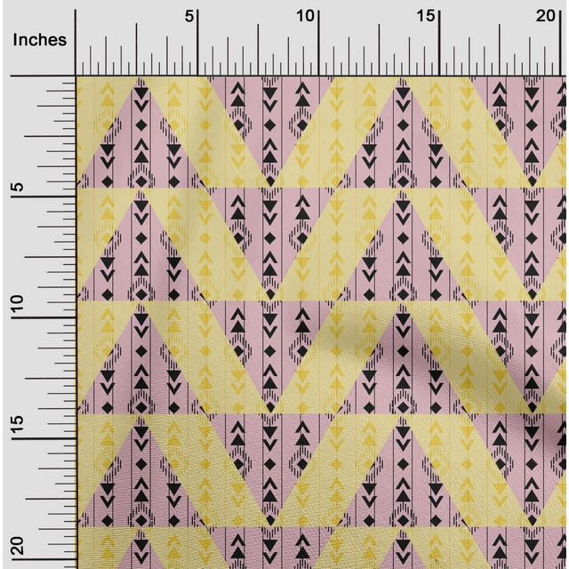 oneOone Polyester Lycra Fabric Stripe|Diamond & Triangle Geometric Print Fabric By Yard 56 Inch Wide