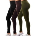 thumbnail image 2 of 3 Pack Women's High Waisted Stretchy Leggings Soft Wide Waistband Pants Plus Size Available S-3XL, 2 of 6