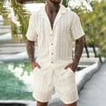 thumbnail image 2 of IWRICH Men's 2 Pieces Outfits Summer Beach Set Short Sleeve Button down Shirts and Shorts 2 Piece Loose Fit Hawaiians Sets Beige L, 2 of 7