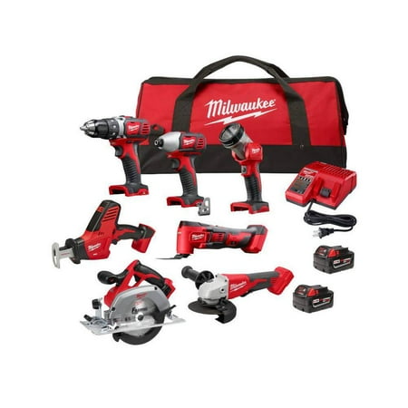 Restored Milwaukee 2695-27SH M18 18-Volt Lithium-Ion Cordless Combo Kit 7-Tool with 2-Batteries, Charger and Tool Bag (Refurbished)