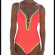 thumbnail image 2 of Traje de Baño de una Pieza para Mujer, con Control de Abdomen, Escote en V Profundo, Neón, , con Lazo en la Espalda, Verano 2025. Color Naranja M, 2 of 6