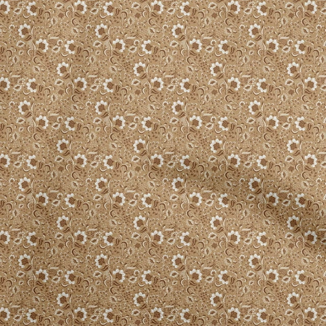 oneOone Velours Brun Clair Tissu Jacobée Robe Florale Tissu Tissu Imprimé par la Cour 58 Pouces de Large