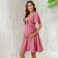 thumbnail image 2 of Maternity Dresses Women's Knotted V Neck Knee Length Wrap Dress, 2 of 4
