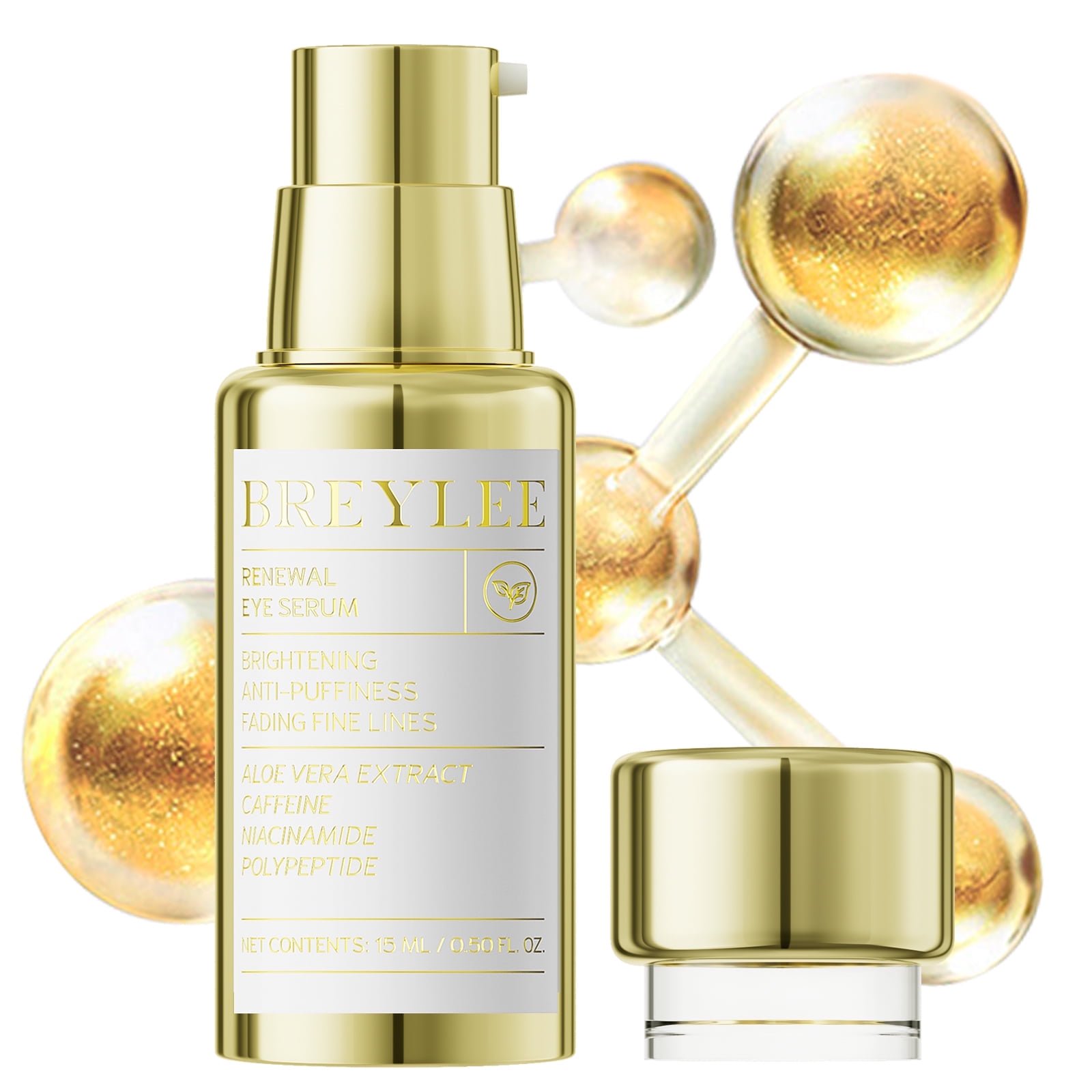 BREYLEE Renewal Eye Serum with Coffine Niacinamide Polypeptide, Eye Care for Puffy Eye Bags Fine Lines Dark Circles Wrinkles, Anti-Puffiness & Fading Fine Lines