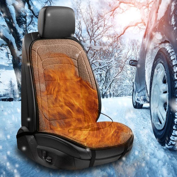 Calentador de asiento de coche de 12V, cojín de invierno con calefacción para asiento de coche de felpa, cojín para estilismo de coche