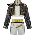 thumbnail image 1 of 3PC Girls Pop Singer Stage Costume Halloween Jacket T-Shirt Shorts Set, Size 7-8Y, 1 of 7