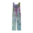 thumbnail image 7 of Cavosen Loose Linen Crew Neck Sleeveless Jumpsuits Button Retro Long Overalls with Pocket Print Lightweight Summer Workout Rompers, 7 of 7