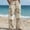 Khaki, variant on Mens Breathable Pants Retro Tile Print Relaxed Drawstring Pants with Pockets Easy Care Tropical Pants for Beach