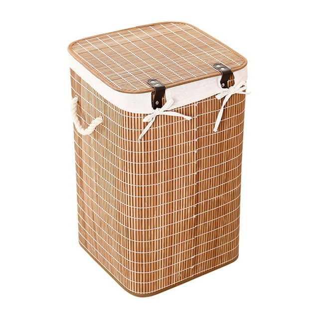Cesto de ropa sucia plegable, cesto de almacenamiento para ropa sucia, cesto de organización de almacenamiento rústico con tapa para libros y toallas