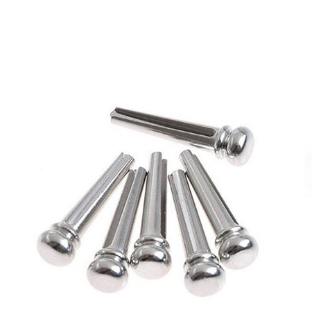 Guitar End Pin Jack Christmas Clearance 6pcs Silver Metal String Nails Bridge Pins End Peg for Acoustic Guitar ()