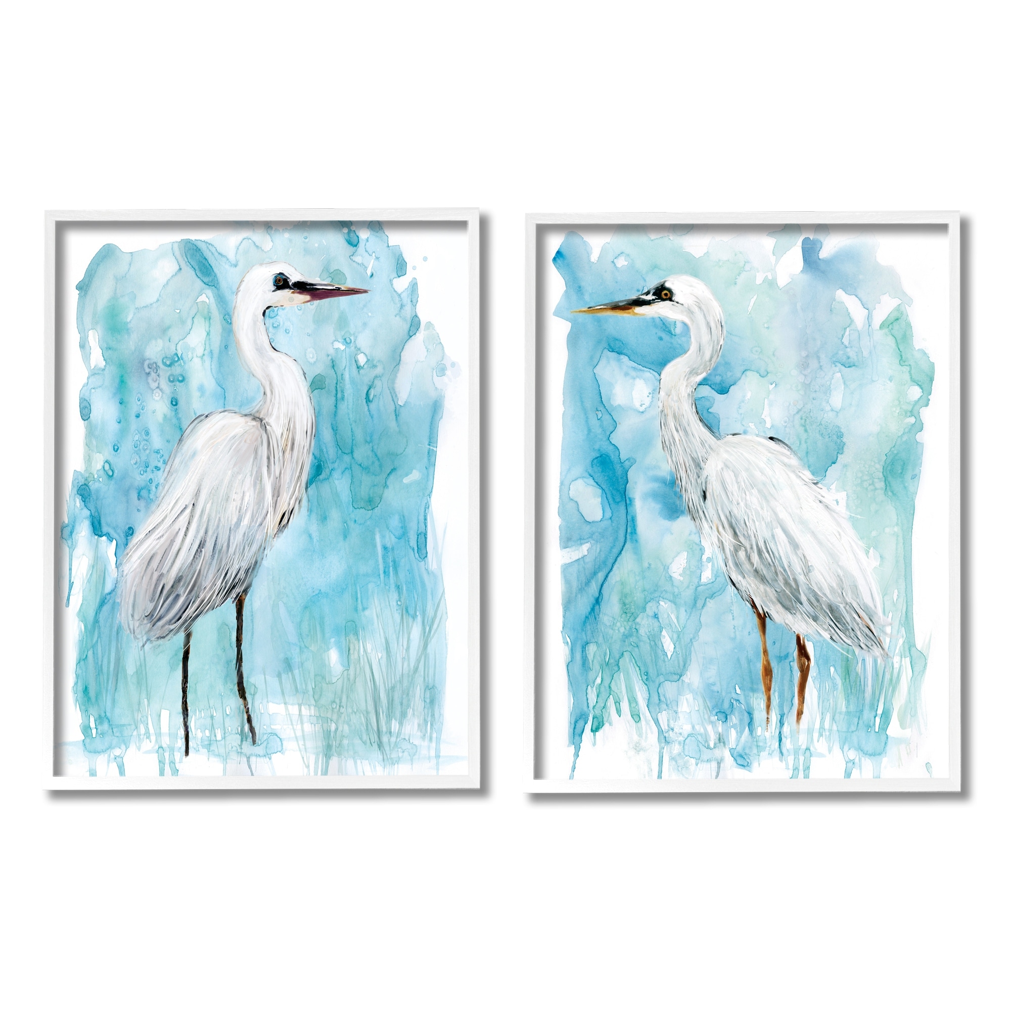 Stupell Industries Nautical Crane Pair White Beach Birds Blue Sky, 11 x 14, Design by Carol Robinson