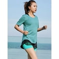 thumbnail image 4 of LELINTA Women Activewear Sexy Open Back Yoga Shirt Workout Sports Gym Tops Quick Dry Slim Fit Sport Shirt, Black/ Blue, 4 of 7
