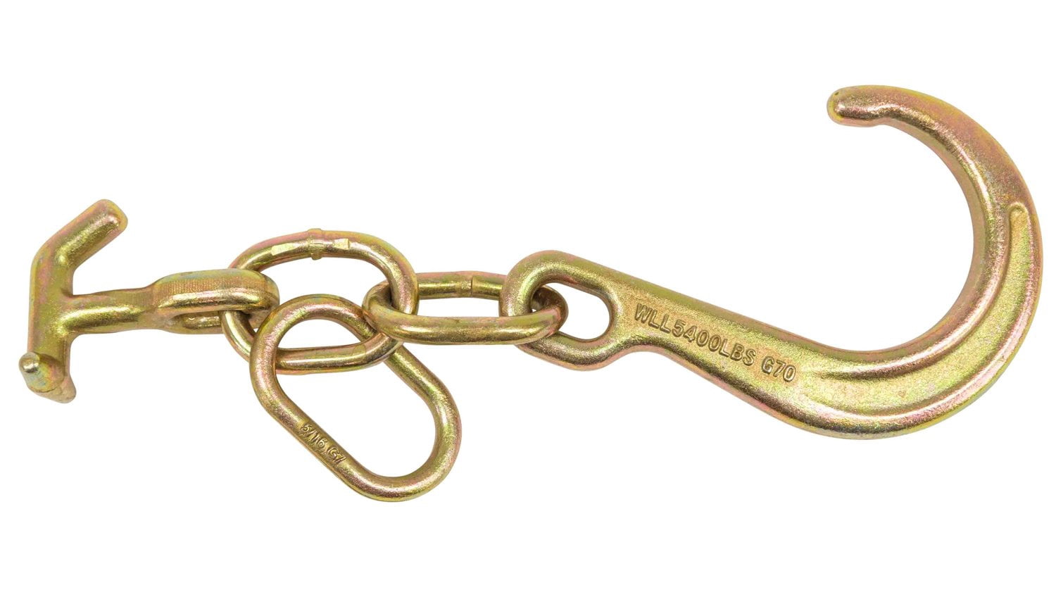(2 Pack) 8" G70 J Hook w/ T-J Hooks and Enlarged Link, 5,400 lbs WLL, G70