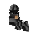 thumbnail image 1 of Douhoow 0-3Y Baby Boys Clothes 2pcs Striped Sleeveless Hooded Pocket Vest+Drawstring Shorts, 1 of 9