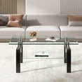 thumbnail image 5 of Glass Coffee Table, Rectangle 2-Tier Tea Tables, Modern Side Coffee Table with Metal Legs for Living Room (Clear Top), 5 of 11