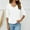 White, variant on Casual V Neck Jacquard Crinkle Ruffle Drawstring Three Quarter Sleeve Fashion Tee Top Womens T Shirts