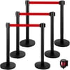 VEVOR Crowd Control Stanchion, Set of 6 Pieces Stanchion Set, Stanchion Set with 6.6 ft/2 m Red Retractable Belt