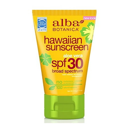 Alba Botanica Hawaiian Sunscreen Aloe Vera Lotion SPF 30, 4 (Best Natural Sunscreen Lotion)
