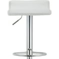 thumbnail image 6 of Contoured Contemporary Backless Armless Swivel Height Adjustable Hydraulic Lift Chrome Base Bar Stool with Footrest (White) - Set of 2, 6 of 8