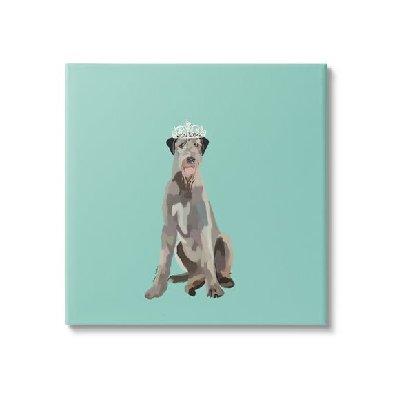 Stupell Industries Regal Dog in Crown Animals & Insects Painting Gallery Wrapped Canvas Art Print Wall Art, 17 x 17