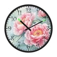 thumbnail image 2 of Voice Activated Clock with Glow Light 12 Inch Large Silent Wall Clock Battery Operated for Home Decor Pink Peony Flowers, 2 of 8