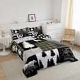 thumbnail image 2 of Deer Comforter Set Full Size,Bear Hunting Woodland Rustic Cabin Bedding Set Adult,Camping Adventure Geometric Plaid Patchwork Down Comforter,Pine Tree Xmas Duvet Insert Green Black, 2 of 6