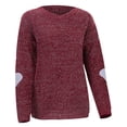 thumbnail image 6 of Womens Valentines Sweaters Solid Color Crewneck Knit Sweater Heart Elbow Patches Long Sleeve Soft Pullover Jumper Top Fall Winter S, 6 of 9
