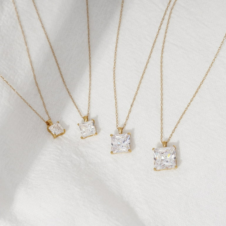 Cubic zirconia solitaire pendant shop yellow gold