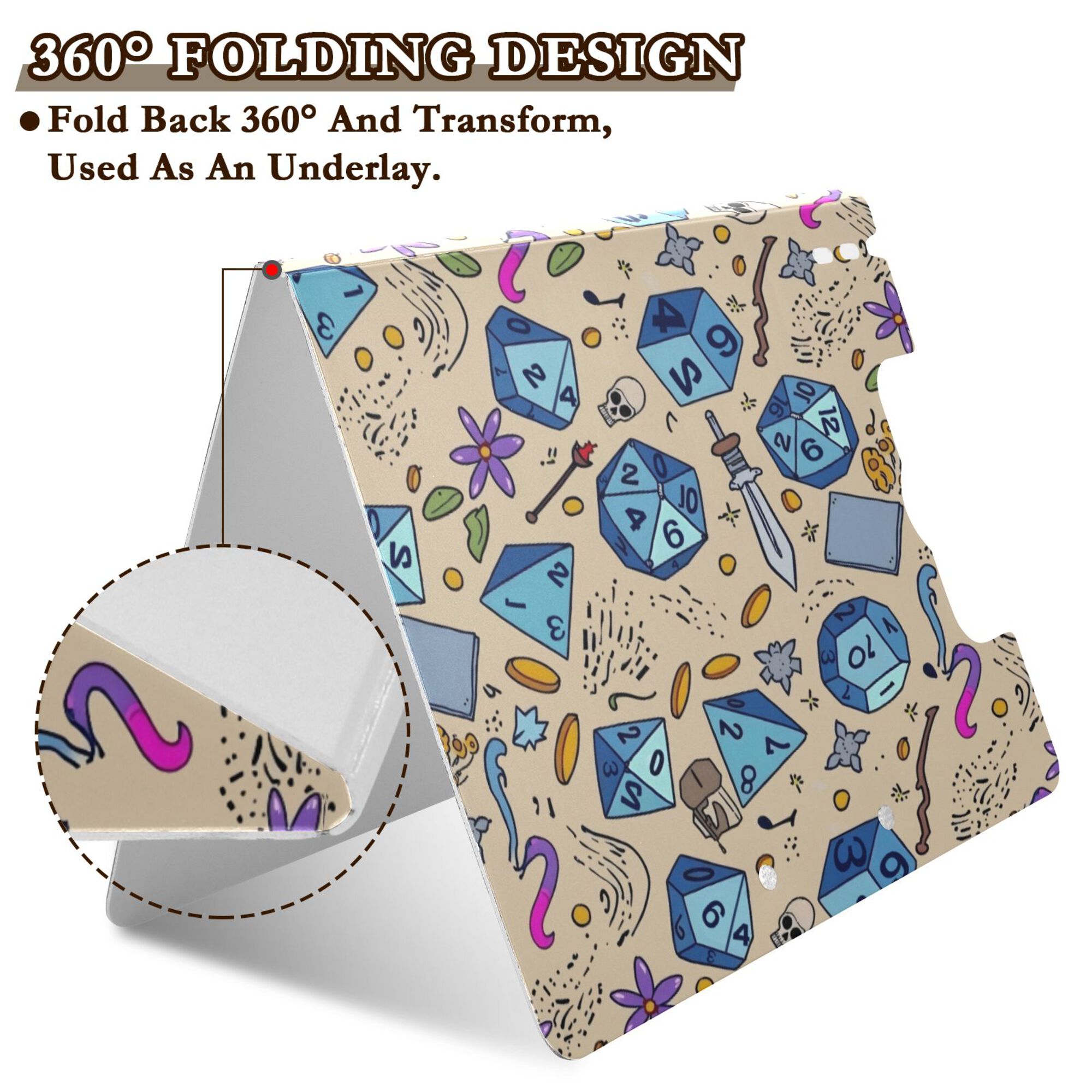 FORMRS A4 Clipboard Folder with Pen Holder Horizontal Foldable School Office Binder, Blue Dice Pattern