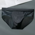 thumbnail image 4 of zeranth Men Briefs Mid-rise Elastic Waist Mesh Stitching Ice Silk Panties Breathable Solid Color U-Convex Underwear Daily Wear, 4 of 7