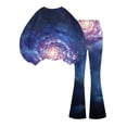 thumbnail image 6 of Ccpelsie Toddler Baby Girl Clothes Fall Winter Kids Outfit Floral Crewneck Sweatshirt Bell Bottom Pants Set(Pink,4-5 Years), 6 of 8
