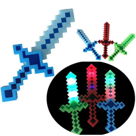 (12 Pack) Light-Up Pixel Swords Diamond Flashing LED Toy Sticks Glow Lot Espadas Wholesale Ninja