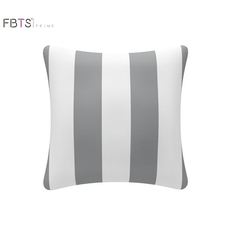 Outdoor Cushion Covers Ikea Throw Pillow with Insert Indoor Outdoor 18 by 18 Inches Decorative Square Cushion Cover Pillow Sham (Gray & White, Stripe) for Couch Bed Sofa Patio by FBTS Prime ()