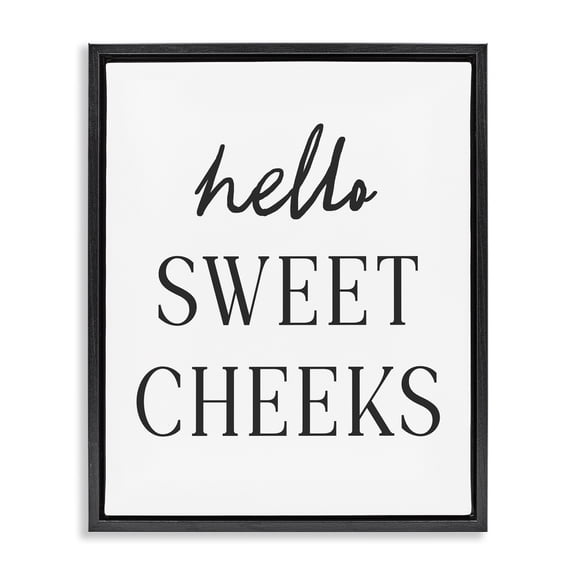 Stupell Industries Sweet Cheeks Bathroom Humor Black Framed Floater Canvas Wall Art, design by Lettered and Lined