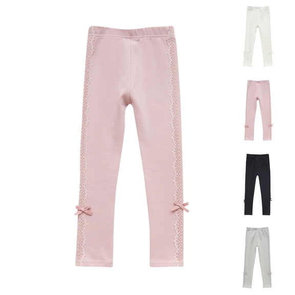 Swuxness Girls Full Length Pants Solid Fabric Versatile Fall Casual Wear
