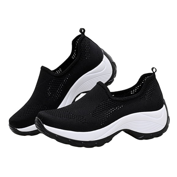 1 par de zapatos deportivos tejidos, zapatos de ejercicio transpirables, zapatos de malla para exteriores (negro)